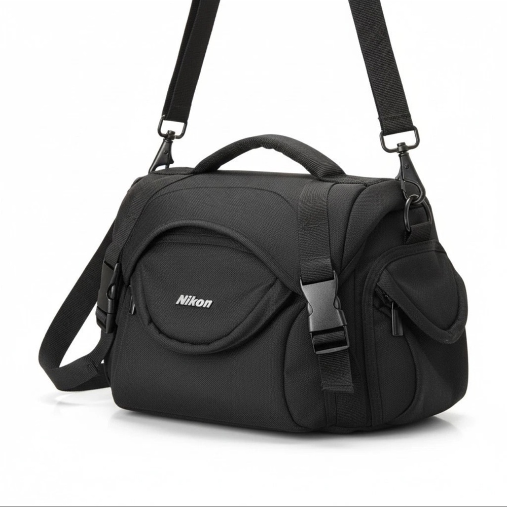 Nikon Black Padded Camera Shoulder Bag with Multiple Pockets